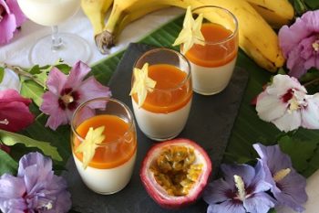 pana cotta à la vanille Bourbon et coulis de mangue