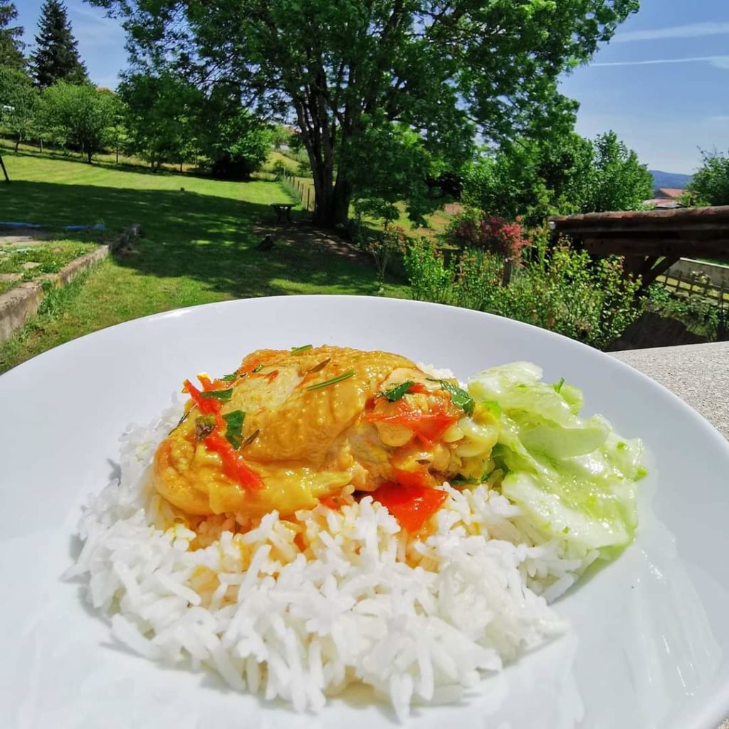 Cari poulet aux champignons