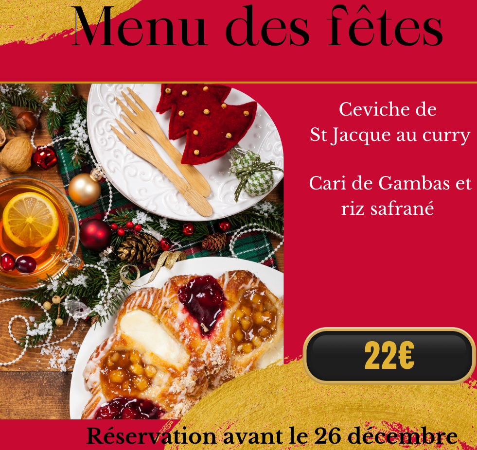 MENU DES FETES ( à retirer le 31 déc, de 16h à 18h)